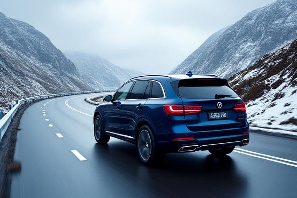 Robust SUV på en snødekt vei